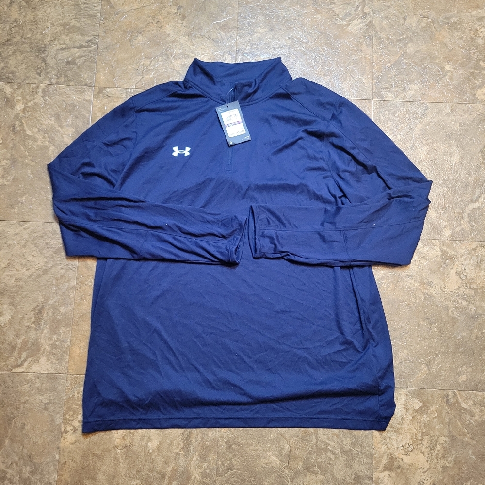Under Armour Locker 1/4 Zip Shirt Mens 2XL Blue Long Sleeve Pullover Loose